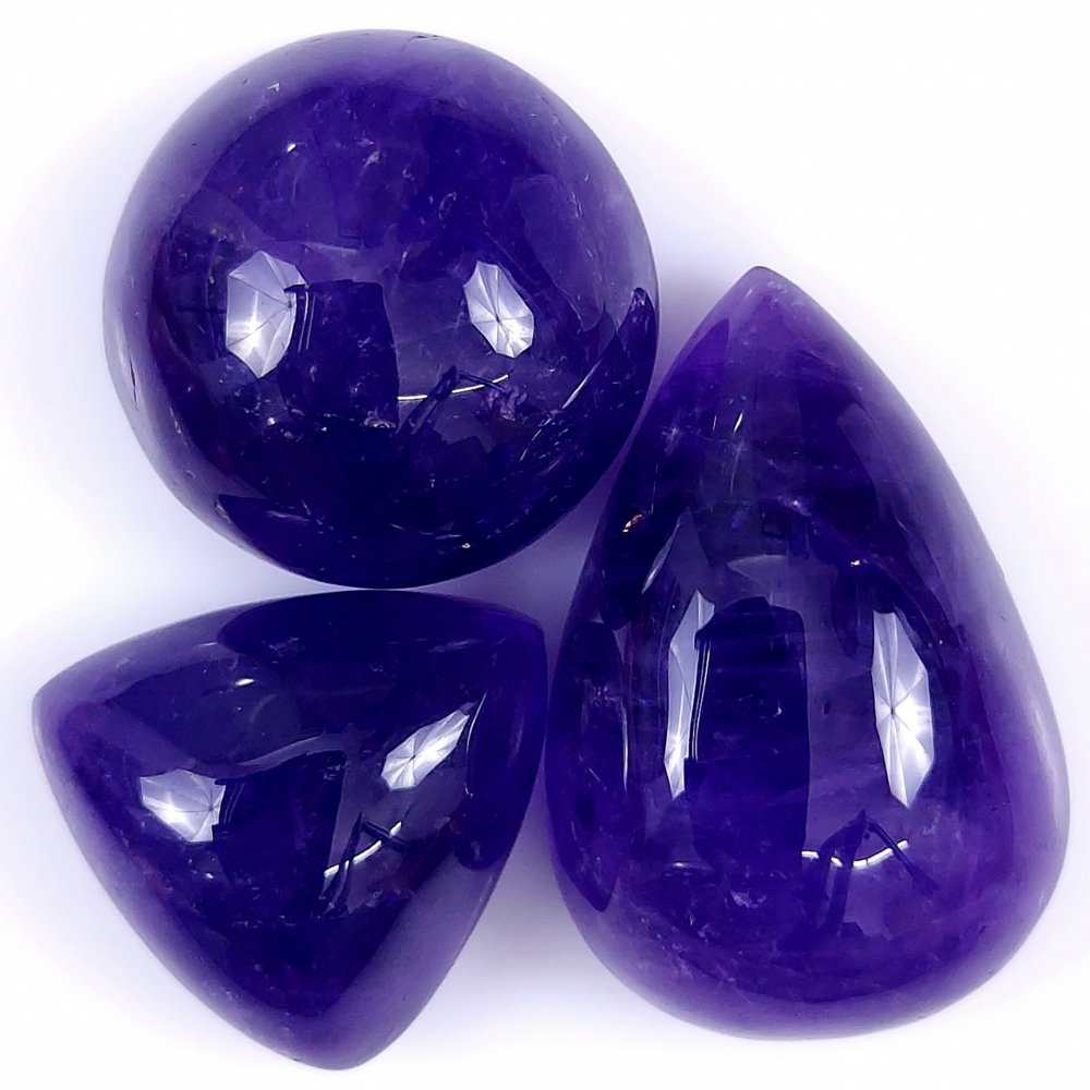 3Pcs 118Cts Natural African Amethyst Cabochon lot Gemstone Purple Crystal Mix Shape Loose Gemstone beads for jewelry Making 29x19 18x18mm#R-7383