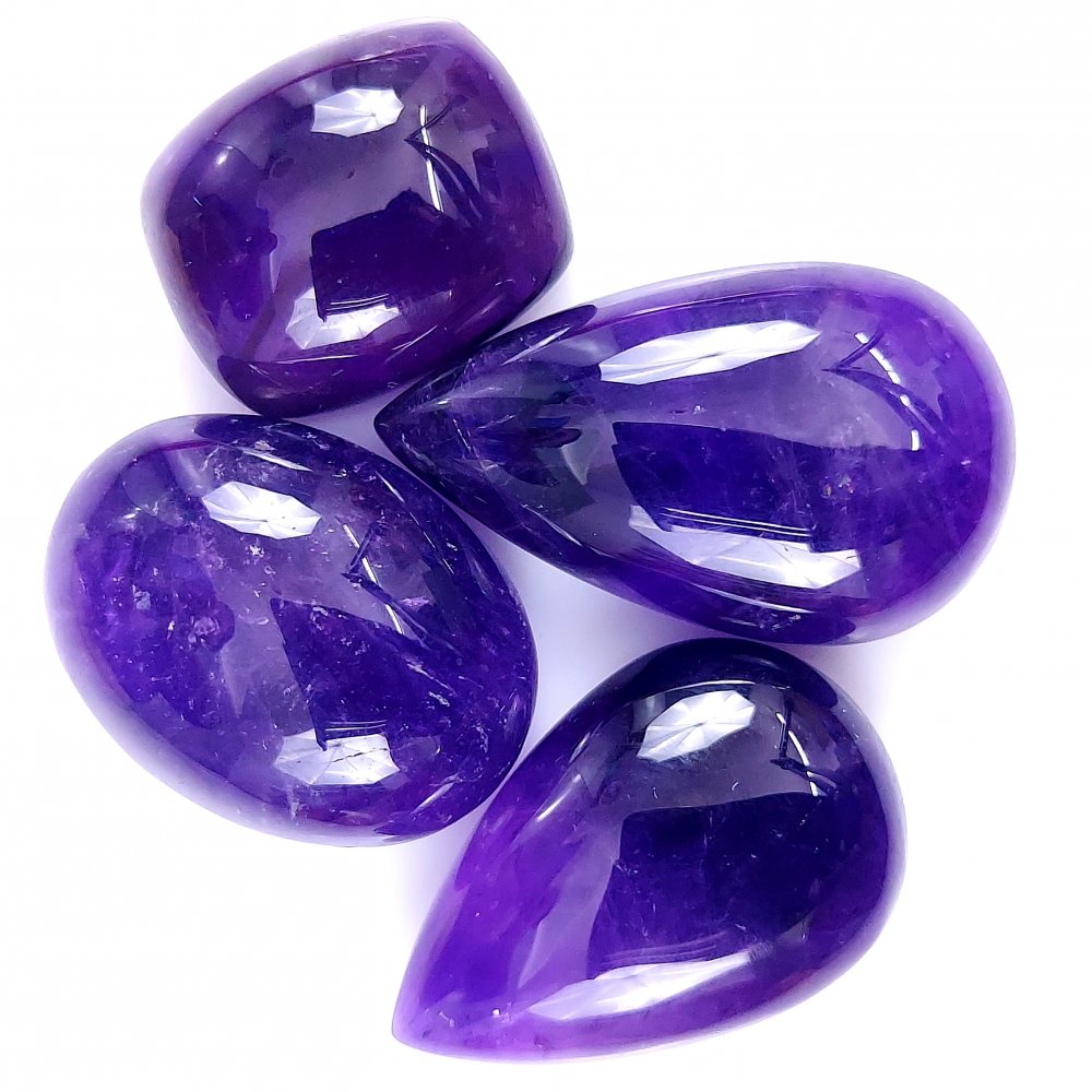 4Pcs 180Cts Natural African Amethyst Cabochon lot Gemstone Purple Crystal Mix Shape Loose Gemstone beads for jewelry Making 33x19 20x17mm#R-7387
