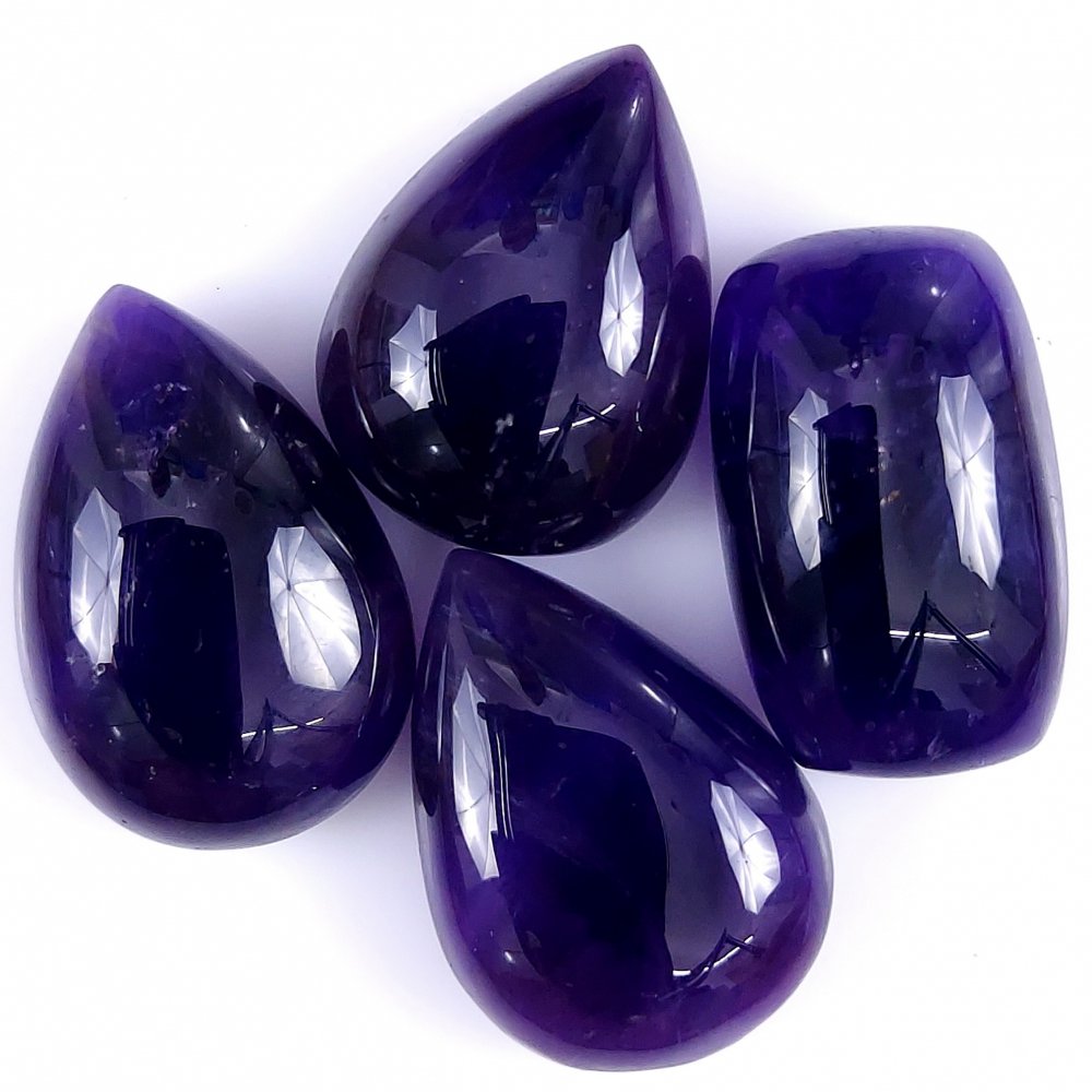 4Pcs 112Cts Natural African Amethyst Cabochon lot Gemstone Purple Crystal Mix Shape Loose Gemstone beads for jewelry Making 22x13 21x15mm#R-7396