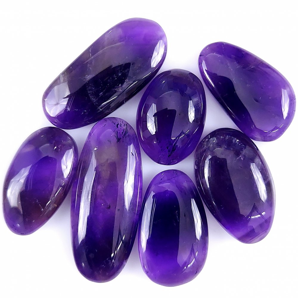 7Pcs 104Cts Natural African Amethyst Cabochon lot Gemstone Purple Crystal Mix Shape Loose Gemstone beads for jewelry Making 30x12 16x12mm#R-7412