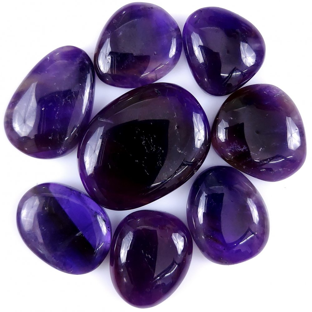 8Pcs 213Cts Natural African Amethyst Cabochon lot Gemstone Purple Crystal Mix Shape Loose Gemstone beads for jewelry Making 30x20 18x16mm#R-7420