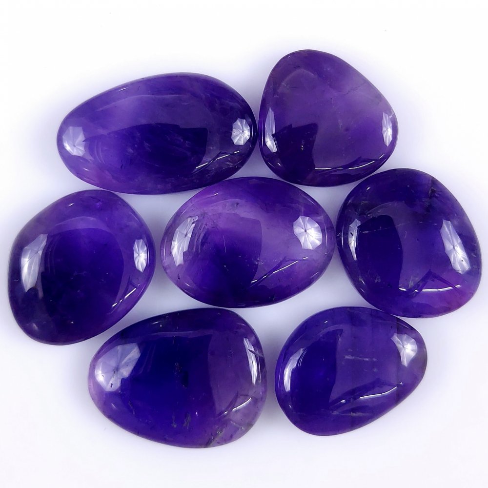 7Pcs 115Cts Natural African Amethyst Cabochon lot Gemstone Purple Crystal Mix Shape Loose Gemstone beads for jewelry Making 21x15 16x16mm#R-7422