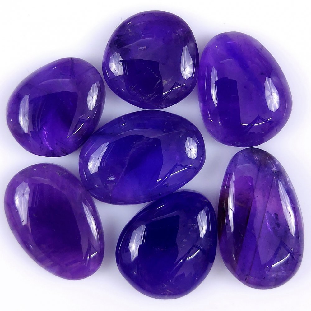 7Pcs 135Cts Natural African Amethyst Cabochon lot Gemstone Purple Crystal Mix Shape Loose Gemstone beads for jewelry Making 25x14 18x15mm#R-7425