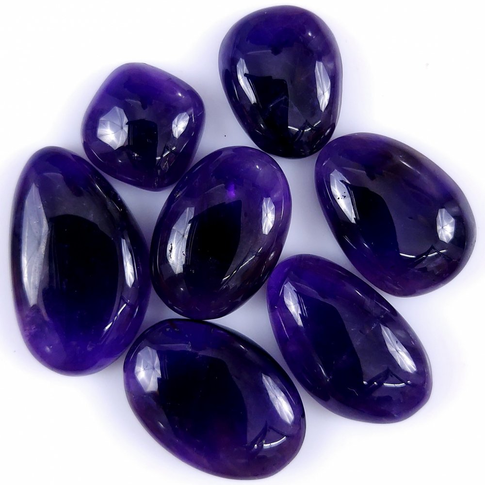 7Pcs 145Cts Natural African Amethyst Cabochon lot Gemstone Purple Crystal Mix Shape Loose Gemstone beads for jewelry Making 28x15 13x13mm#R-7427