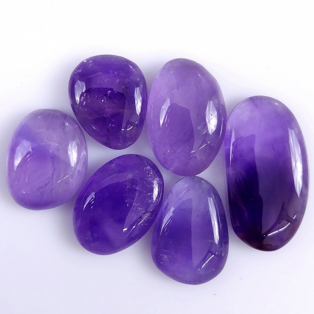 6Pcs 112Cts Natural African Amethyst Cabochon lot Gemstone Purple Crystal Mix Shape Loose Gemstone beads for jewelry Making 28x14 17x13mm#R-7430