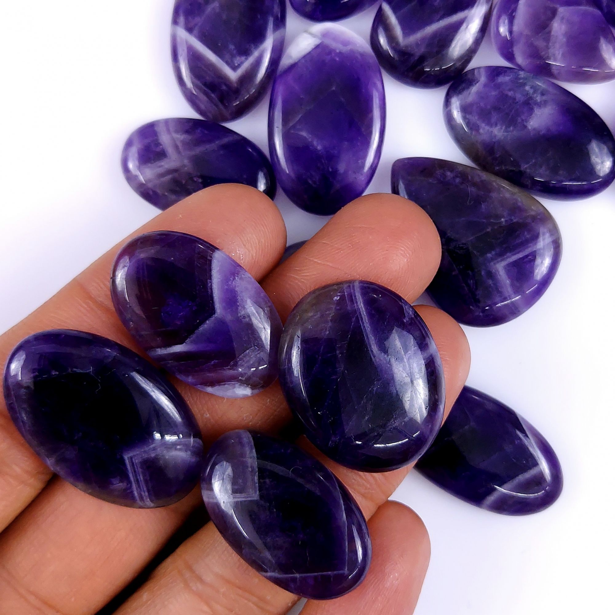 17Pcs 440Cts Natural Amethyst Cabochon lot Gemstone Purple Crystal Mix Shape Loose Gemstone beads for jewelry Making 35x18 14x12mm #7503