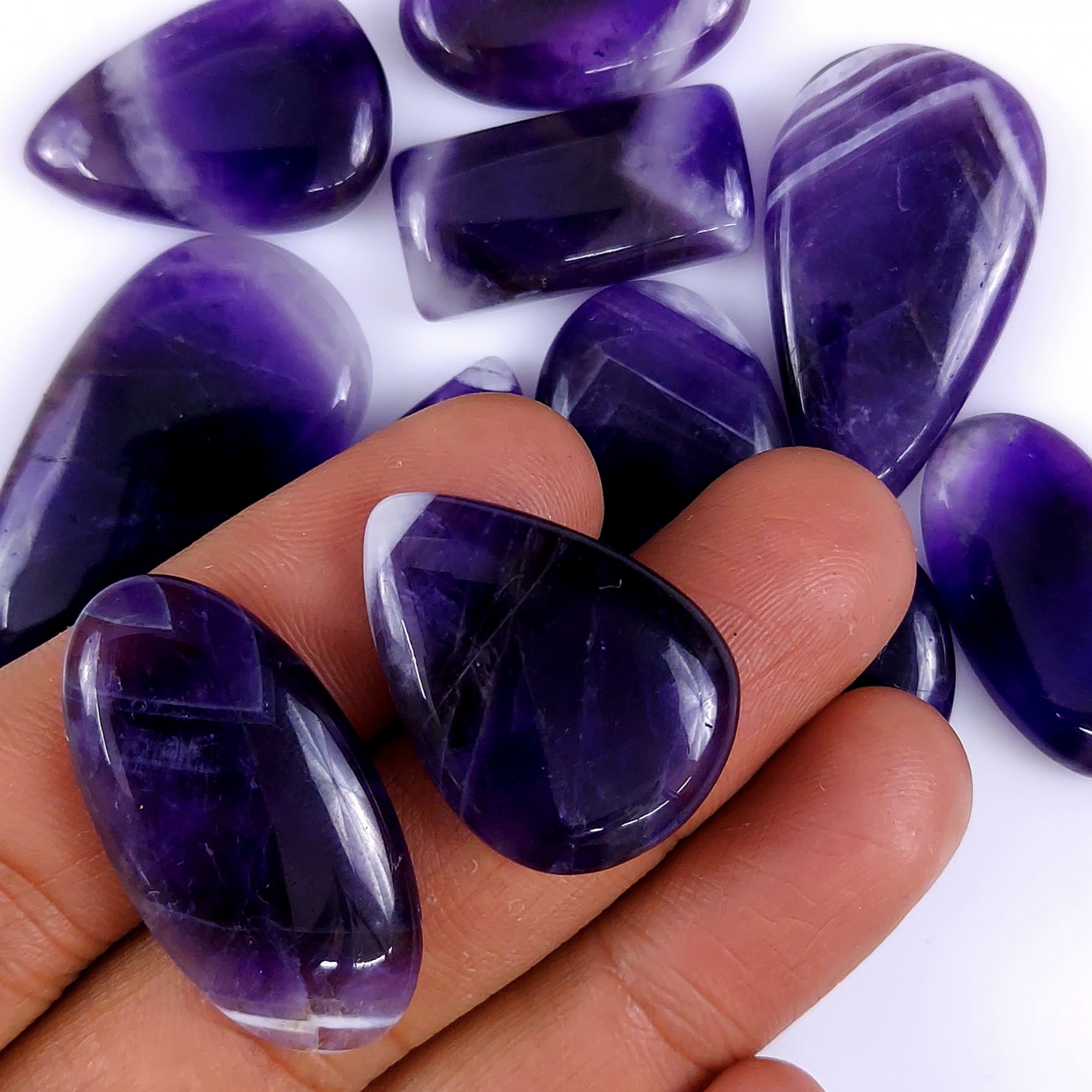 15Pcs 355Cts Natural Amethyst Cabochon lot Gemstone Purple Crystal Mix Shape Loose Gemstone beads for jewelry Making 38x20 20x15mm #7504