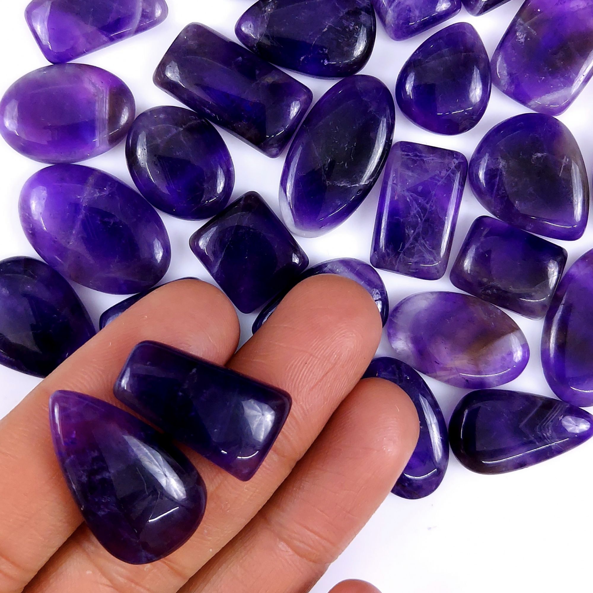 30Pcs 526Cts Natural Amethyst Cabochon lot Gemstone Purple Crystal Mix Shape Loose Gemstone beads for jewelry Making 32z18 18x14mm #7507