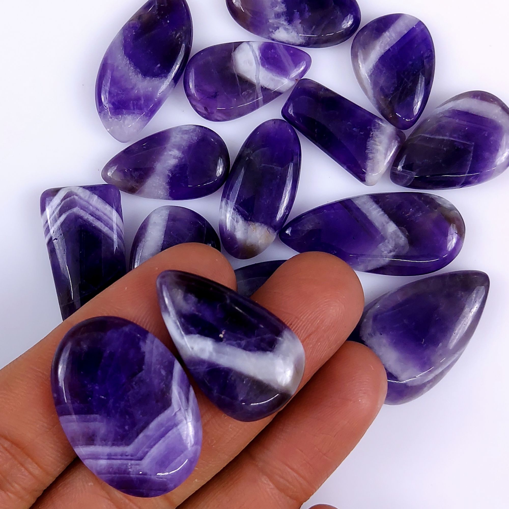 15Pcs 280Cts Natural Amethyst Cabochon lot Gemstone Purple Crystal Mix Shape Loose Gemstone beads for jewelry Making 30x20 20x14mm #7508