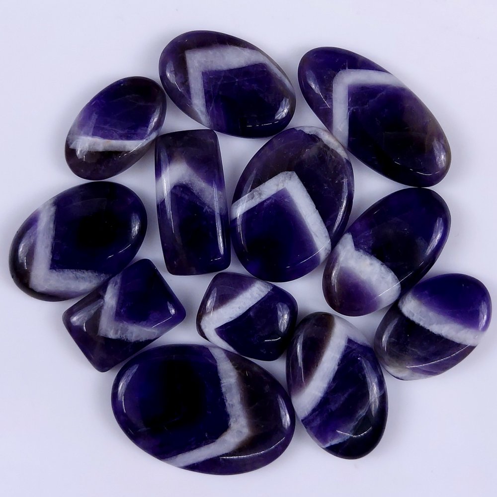 12Pcs 308Cts Natural Amethyst Cabochon lot Gemstone Purple Crystal Mix Shape Loose Gemstone beads for jewelry Making  36x24 15x12mm#R-7509
