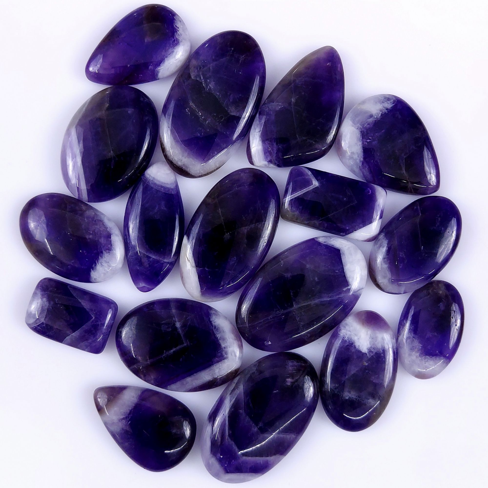 17Pcs 414Cts Natural Amethyst Cabochon lot Gemstone Purple Crystal Mix Shape Loose Gemstone beads for jewelry Making 36x20 20x14mm#7510