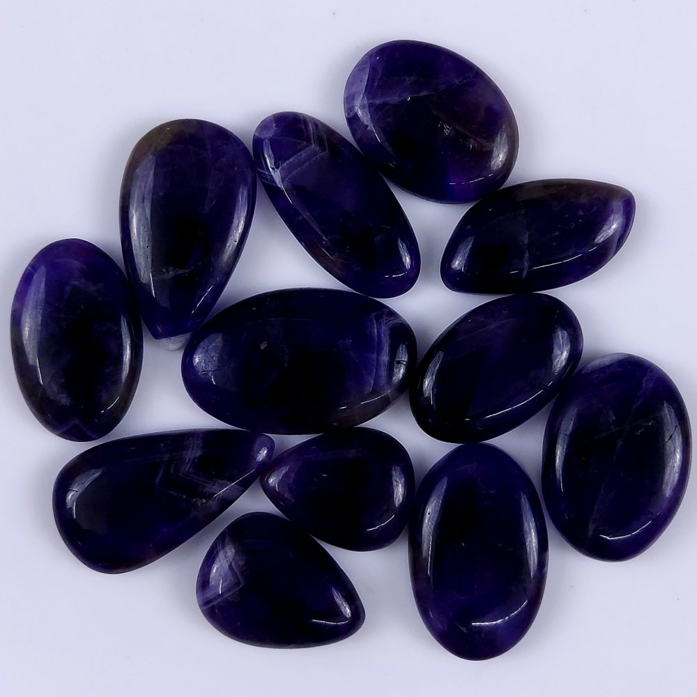 12Pcs 254Cts Natural Amethyst Cabochon lot Gemstone Purple Crystal Mix Shape Loose Gemstone beads for jewelry Making 30x20 20x15mm#R-7515