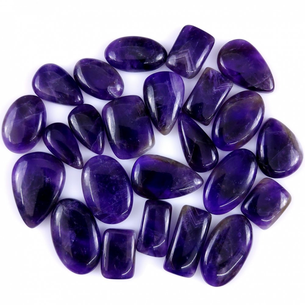 24Pcs 509Cts Natural Amethyst Cabochon lot Gemstone Purple Crystal Mix Shape Loose Gemstone beads for jewelry Making 30x20 20x15mm #R-7516