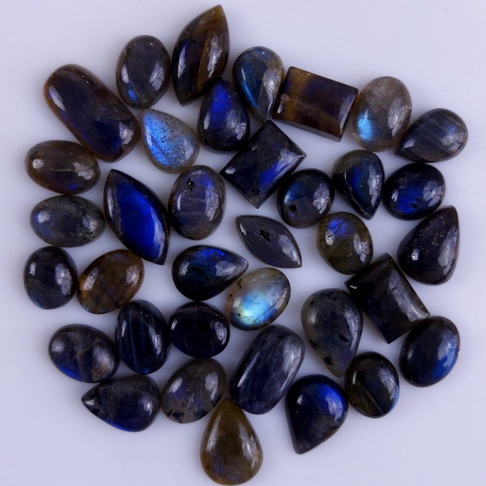 36Pcs 245Cts Natural Labradorite Calibrated Cabochon Mix Size And Shape Loose Gemstone Lot For Jewelry Making 20x11 15x7mm#752