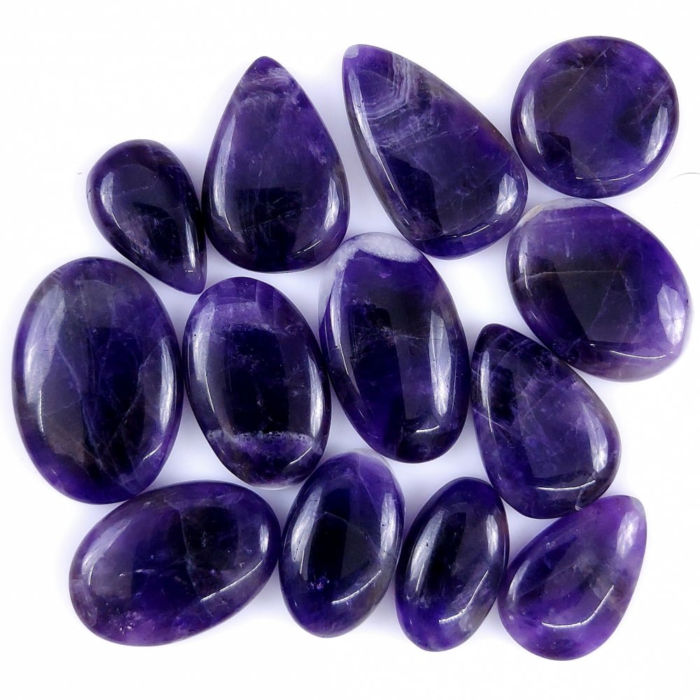 13Pcs 357Cts Natural Amethyst Cabochon lot Gemstone Purple Crystal Mix Shape Loose Gemstone beads for jewelry Making 34x22 24x14mm#R-7520