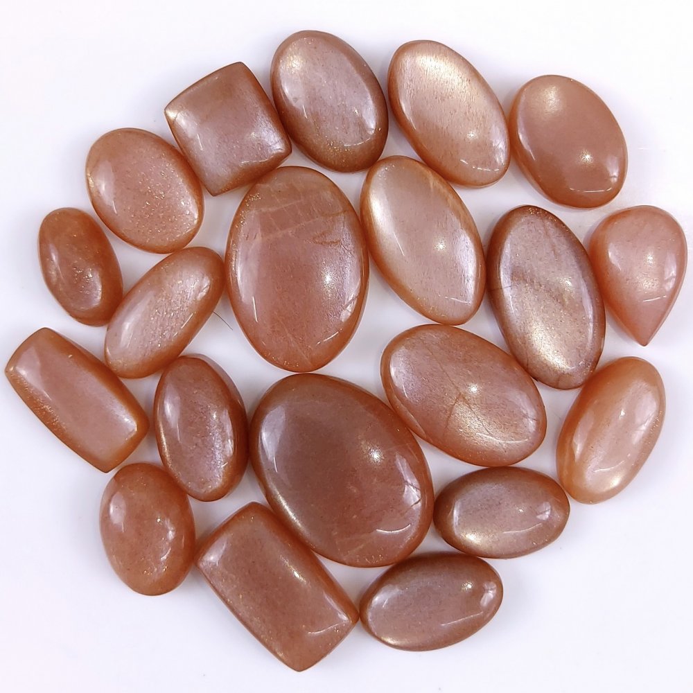 20Pcs 331Cts Natural Peach Moonstone Cabochon lot Gemstone Crystal Mix Shape Loose Gemstone beads for jewelry Making 28x20 17x10mm