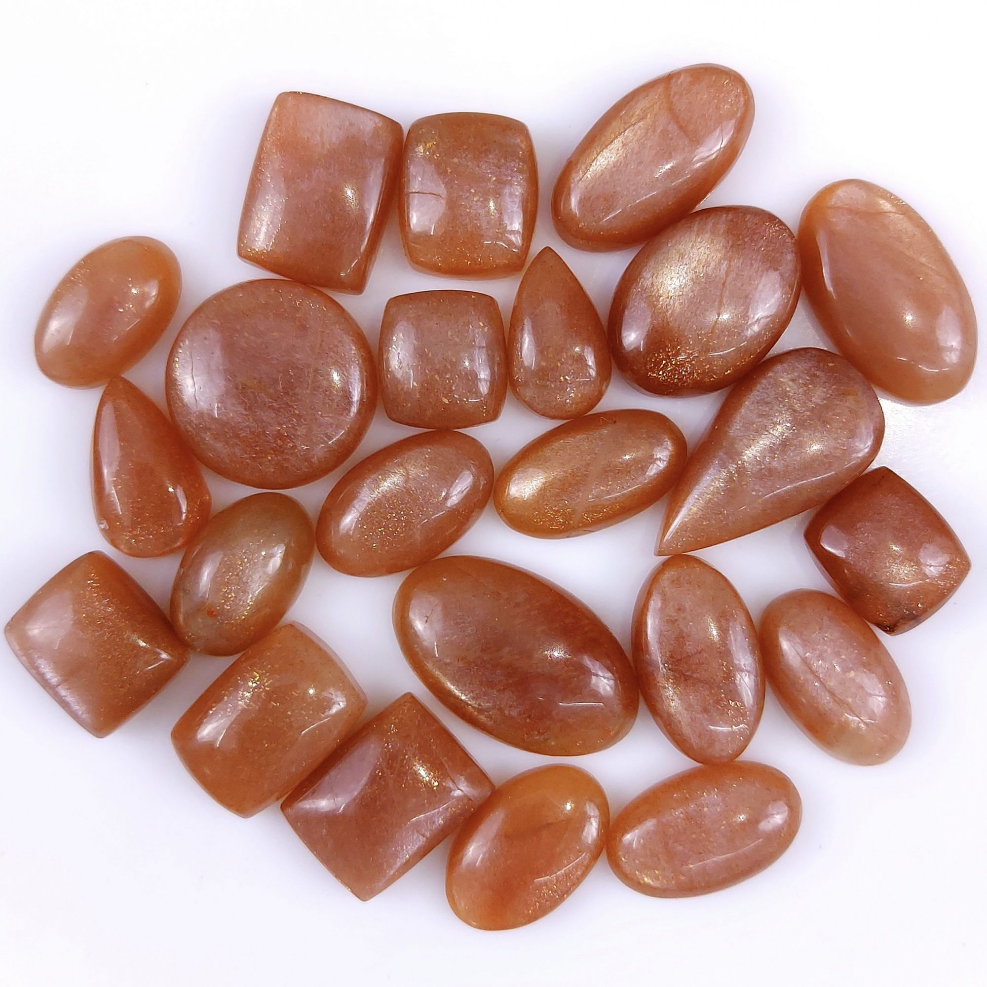 23Pcs 317Cts Natural Peach Moonstone Cabochon lot Gemstone Crystal Mix Shape Loose Gemstone beads for jewelry Making 28x17 15x15mm