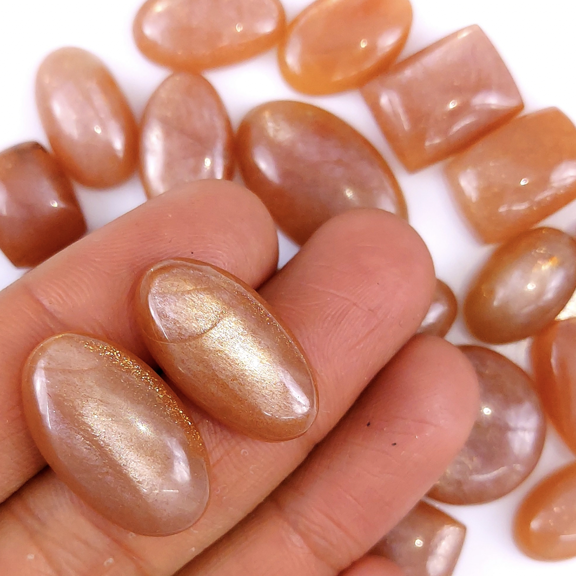 23Pcs 317Cts Natural Peach Moonstone Cabochon lot Gemstone Crystal Mix Shape Loose Gemstone beads for jewelry Making 28x17 15x15mm