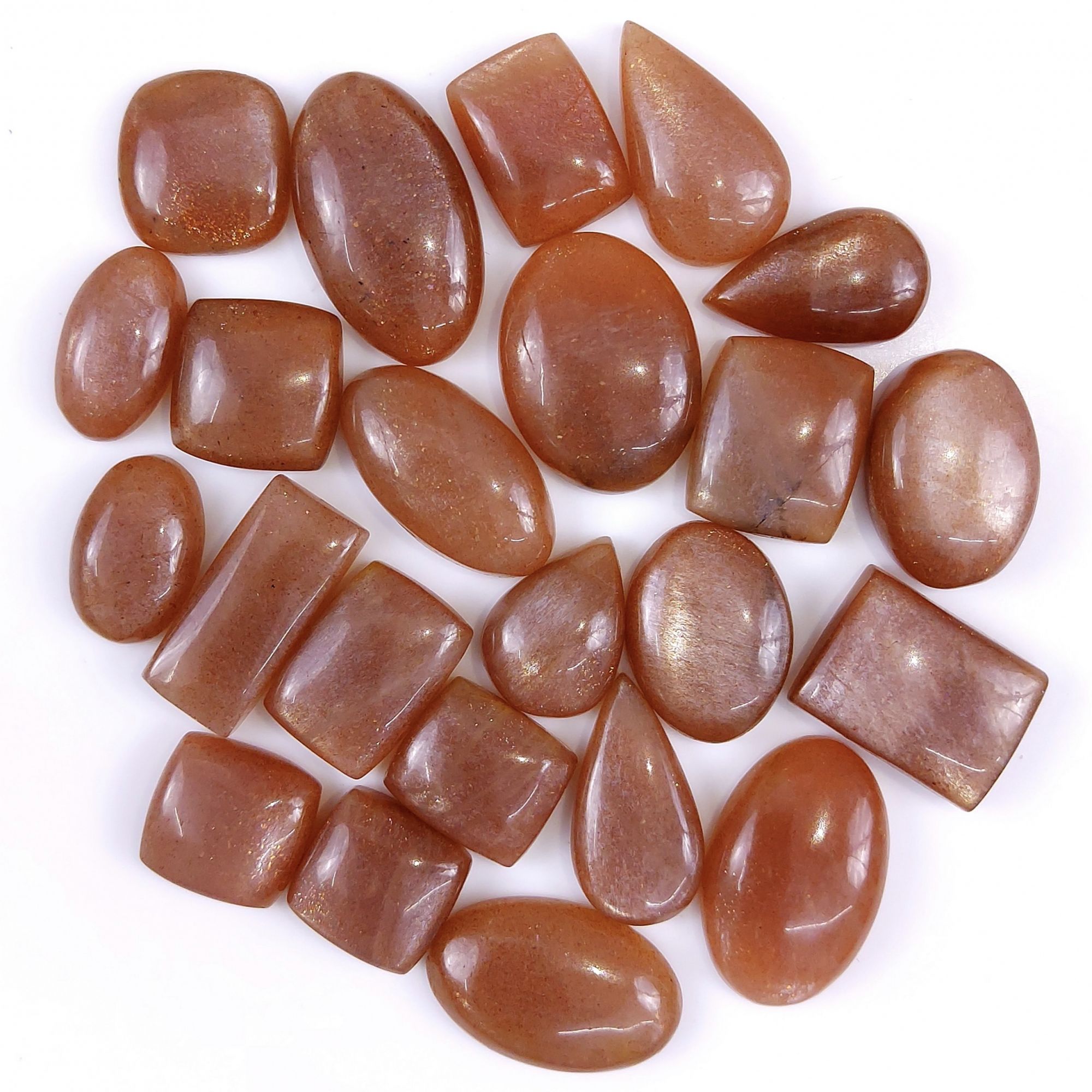 23Pcs 328Cts Natural Peach Moonstone Cabochon lot Gemstone Crystal Mix Shape Loose Gemstone beads for jewelry Making 28x18 15x15mm#7531