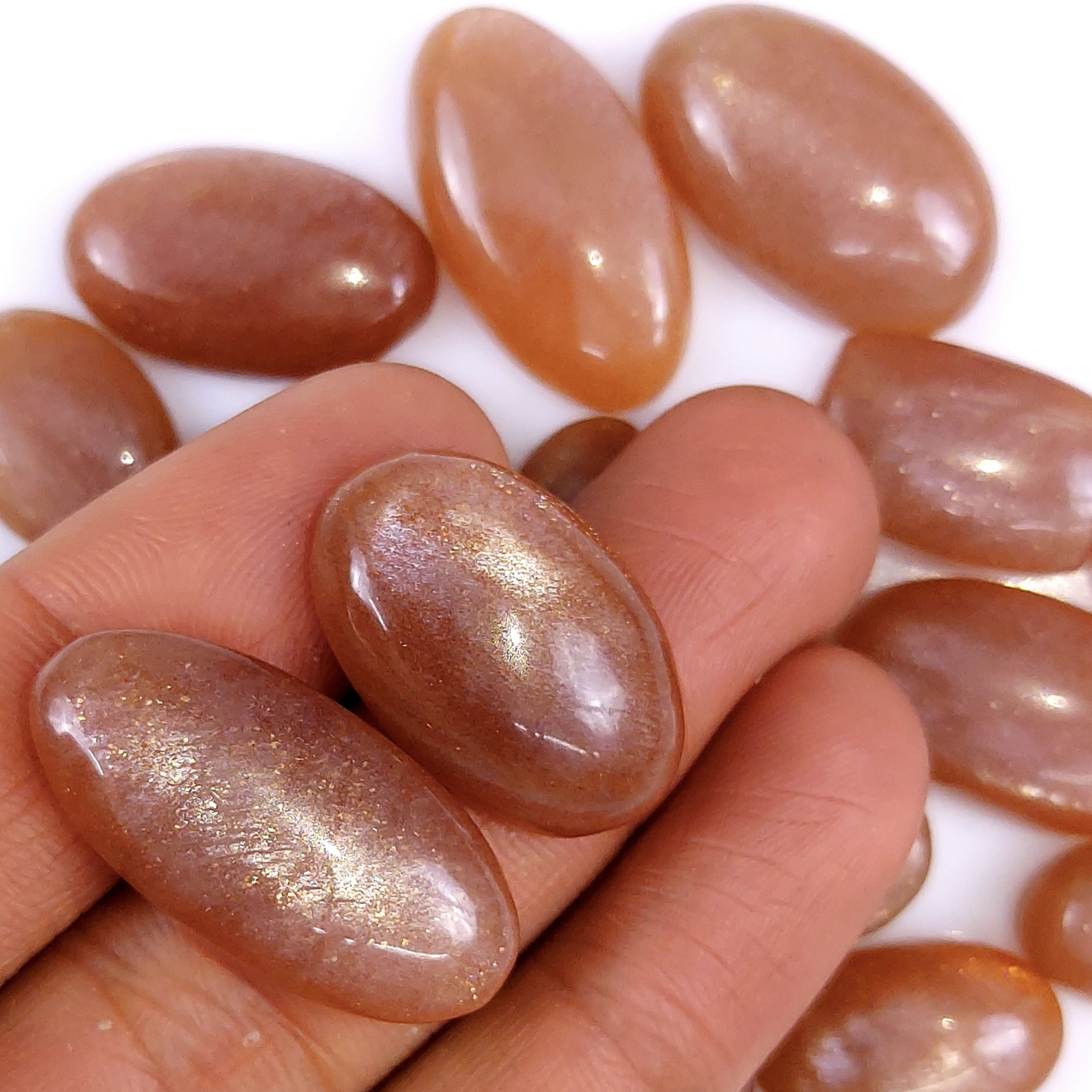 18Pcs 288Cts Natural Peach Moonstone Cabochon lot Gemstone Crystal Mix Shape Loose Gemstone beads for jewelry Making 30x14 18x12mm