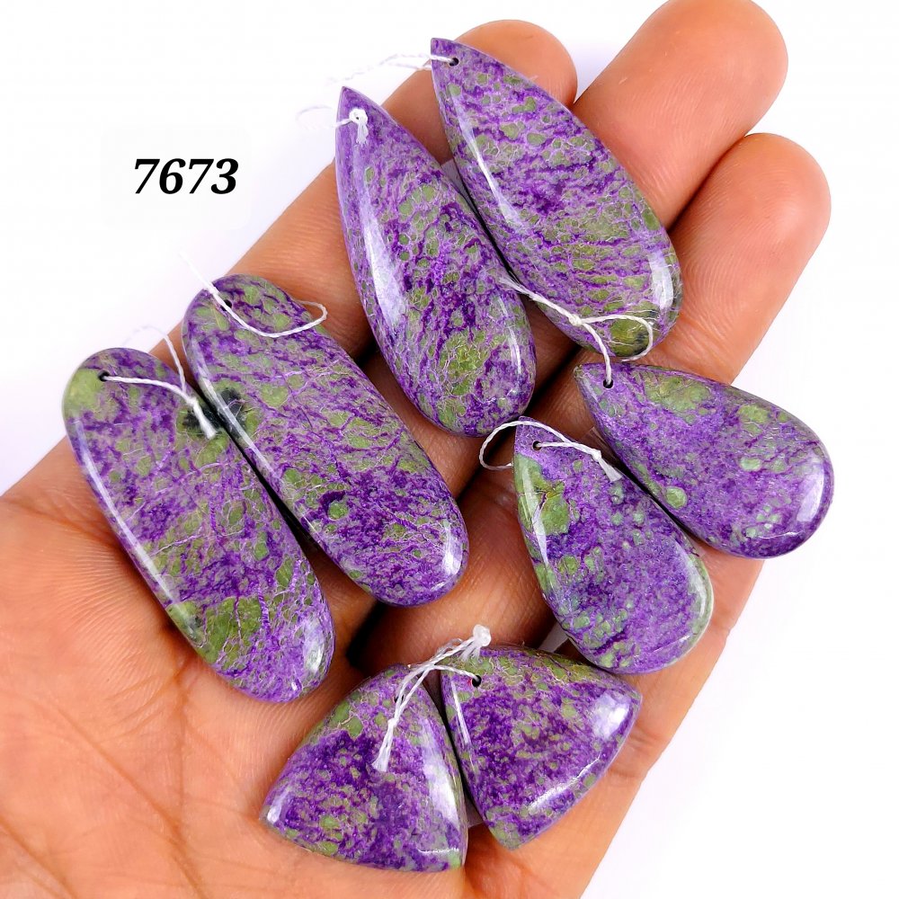 4Pair 164Cts Natural Stichtite Cabochon lot Gemstone Purple Crystal Mix Shape Serpentine Loose Gemstone beads for jewelry 40x13 18x18mm #7673