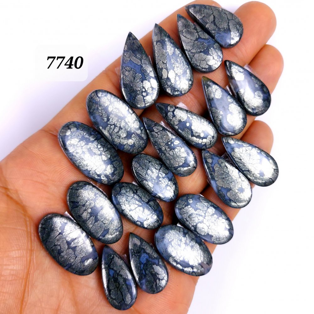 10Pair 242Cts Natural Marcasite Cabochon Back Side Unpolished Gemstone Matching Pairs Semi-Precious Gemstones ForJewelry Making 26x14 20x12mm #7740