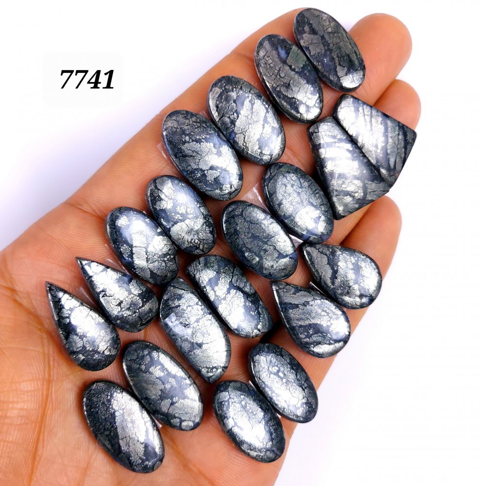 10Pair 264Cts Natural Marcasite Cabochon Back Side Unpolished Gemstone Matching Pairs Semi-Precious Gemstones ForJewelry Making 24x15 20x12mm #7741