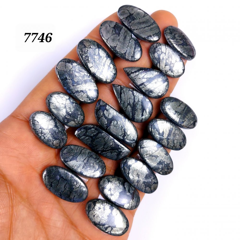 10Pair 264Cts Natural Marcasite Cabochon Back Side Unpolished Gemstone Matching Pairs Semi-Precious Gemstones ForJewelry Making 28x10 20x12mm #7746