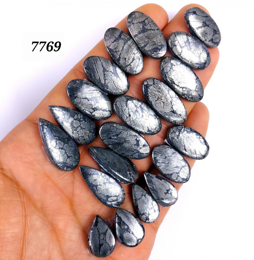 10Pair 250Cts Natural Marcasite Cabochon Back Side Unpolished Gemstone Matching Pairs Semi-Precious Gemstones ForJewelry Making 26x12 17x12mm #7769