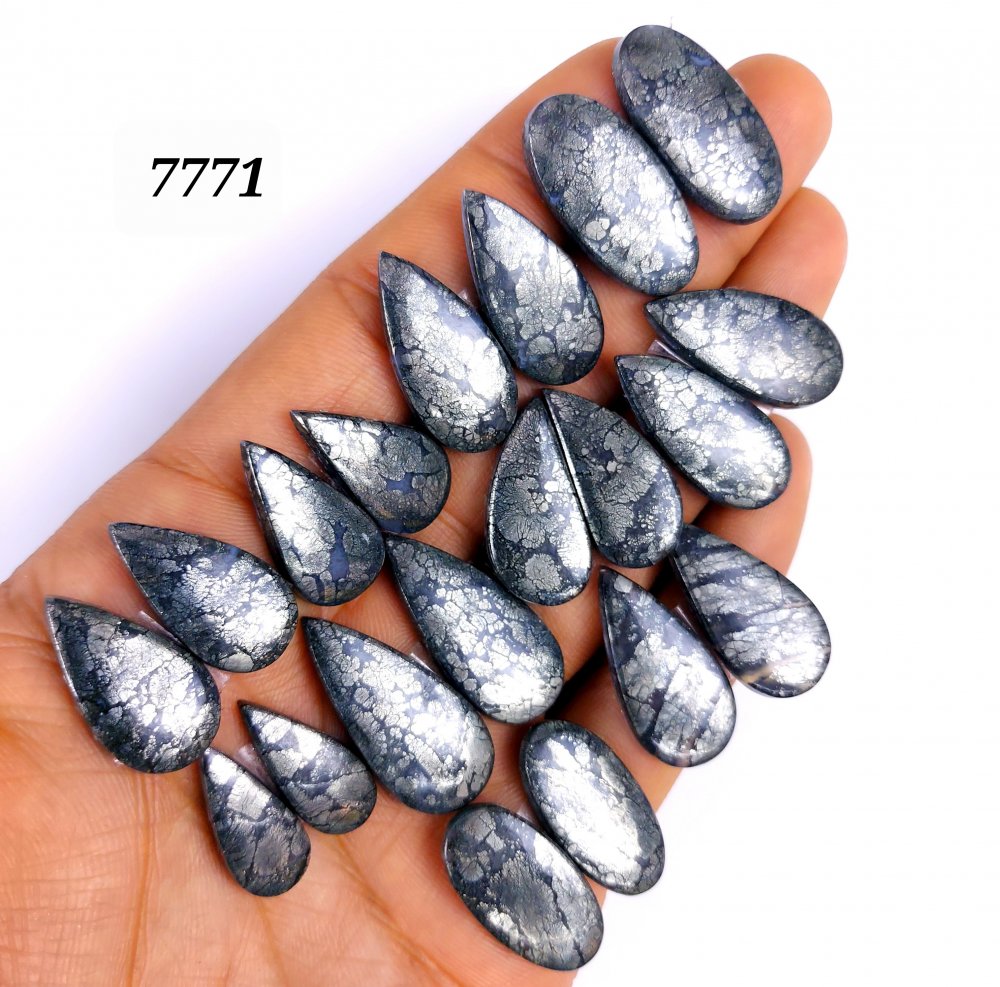 10Pair 253Cts Natural Marcasite Cabochon Back Side Unpolished Gemstone Matching Pairs Semi-Precious Gemstones ForJewelry Making 30x14 20x9mm #7771