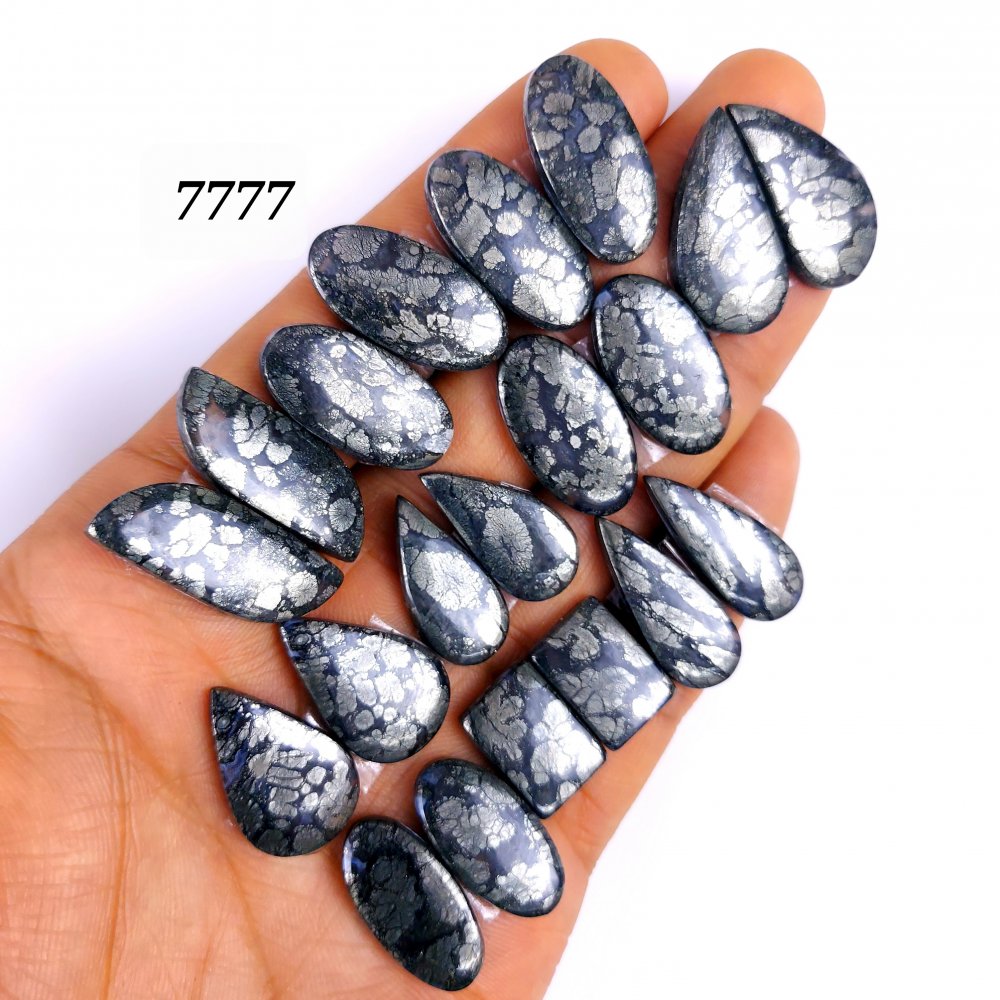 10Pair 248Cts Natural Marcasite Cabochon Back Side Unpolished Gemstone Matching Pairs Semi-Precious Gemstones ForJewelry Making 27x10 22x14mm #7777