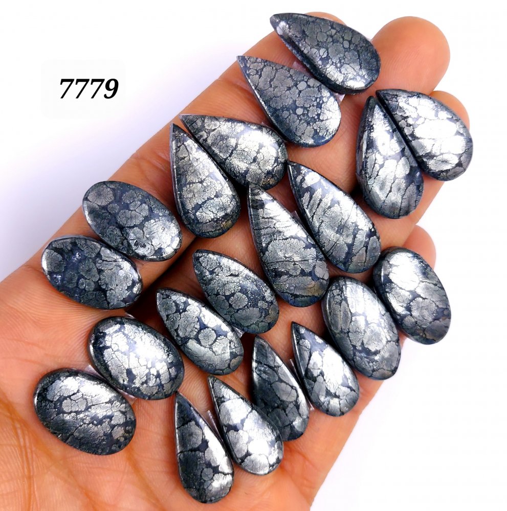 10Pair 241Cts Natural Marcasite Cabochon Back Side Unpolished Gemstone Matching Pairs Semi-Precious Gemstones ForJewelry Making 27x12 20x10mm #7779