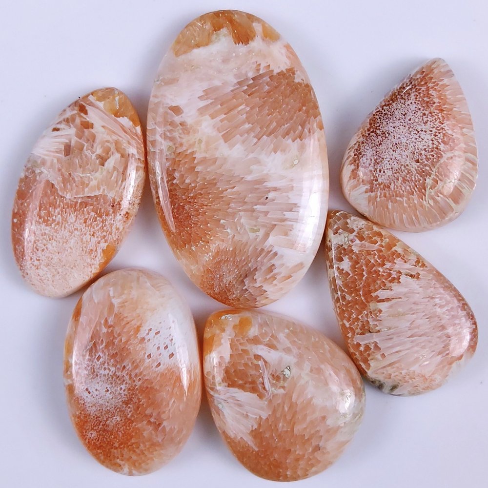 6Pcs 246Cts Natural Pink Scolecite Cabochon Lot Handmade Jewelry Mix Shape Loose Gemstone Beads Pendant Gift For Women 47x28 28x21mm #7825