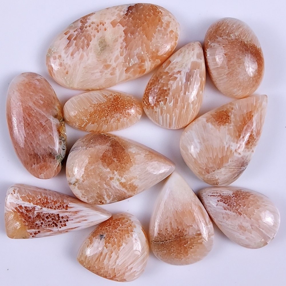 11Pcs 246Cts Natural Pink Scolecite Cabochon Lot Handmade Jewelry Mix Shape Loose Gemstone Beads Pendant Gift For Women 38x20 20x17mm #7826