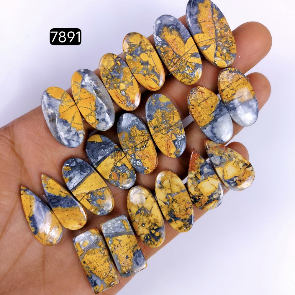 10Pcs 291Cts Maligano Jasper Cabochon Matching Pairs Semi-Precious Gemstones Indonesian Landscape Jasper Gemstone for Jewelry Making Back Side Unpolished 30X14 26X14mm #7891