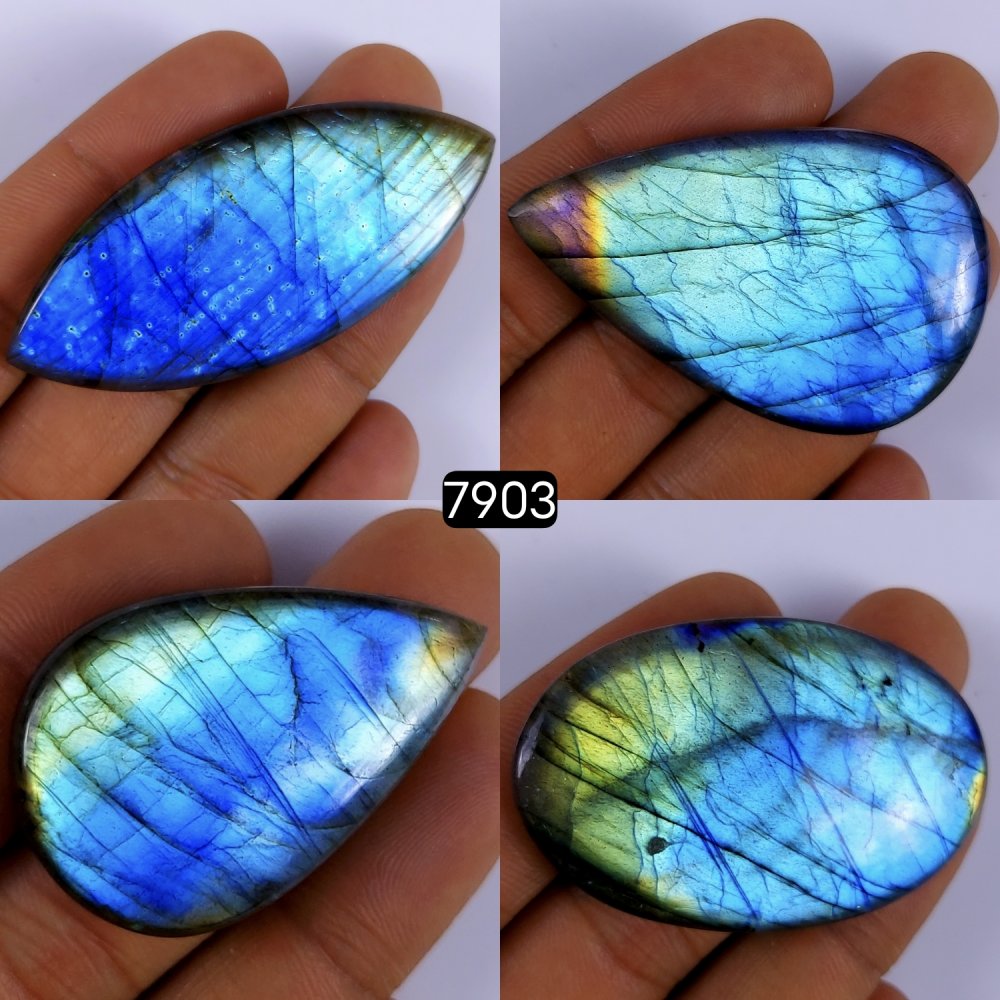 4Pcs 334Cts Labradorite Cabochon Multifire Healing Crystal For Jewelry Supplies, Labradorite Necklace Handmade Wire Wrapped Gemstone Pendant 65x28 40x26mm #R-7903