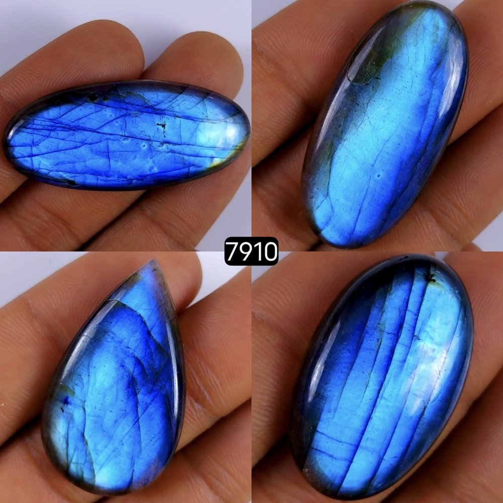 4Pcs 175Cts Labradorite Cabochon Multifire Healing Crystal For Jewelry Supplies, Labradorite Necklace Handmade Wire Wrapped Gemstone Pendant 47x20 34x20mm #R-7910