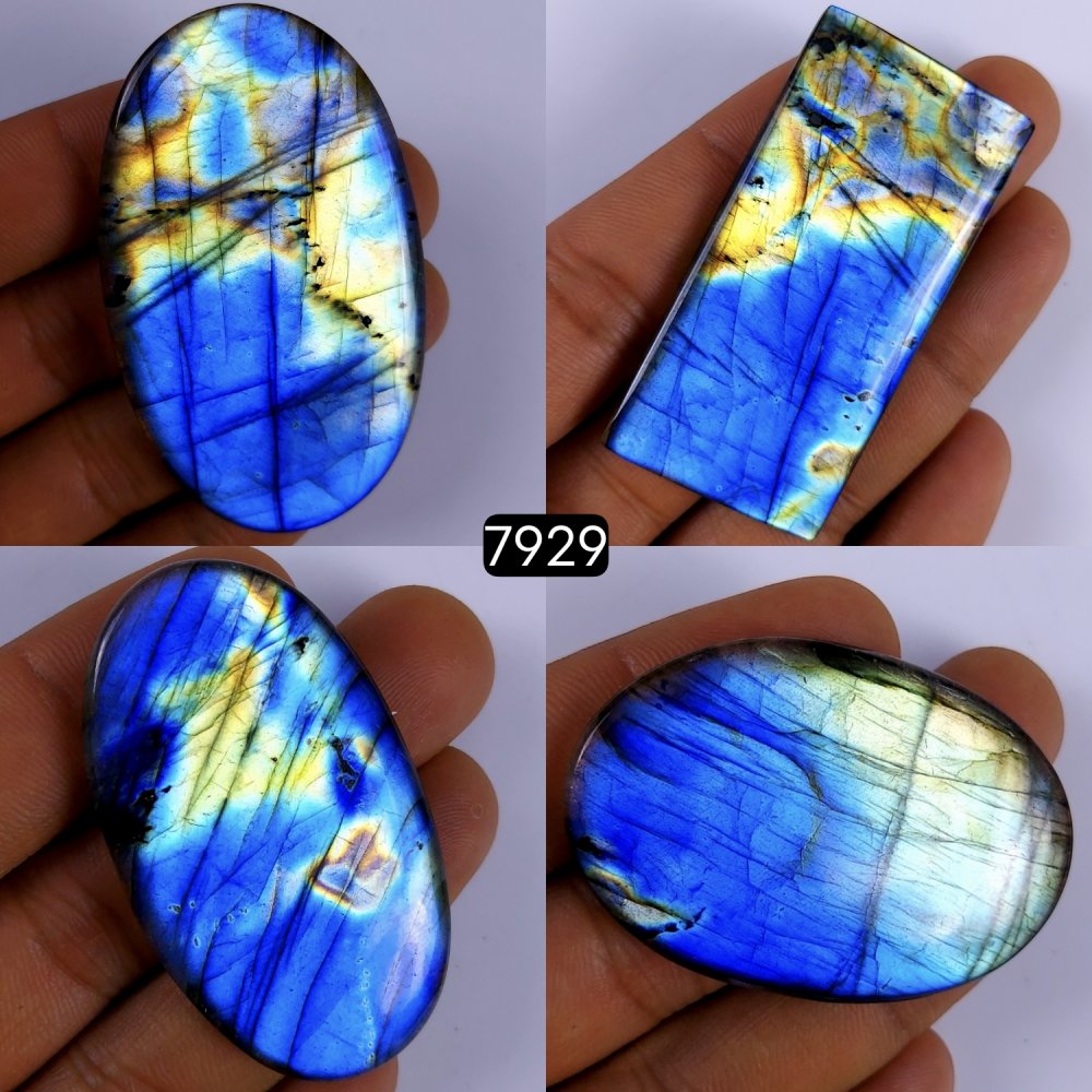 4Pcs 389Cts Labradorite Cabochon Multifire Healing Crystal For Jewelry Supplies, Labradorite Necklace Handmade Wire Wrapped Gemstone Pendant 64x38 50x34mm #7929