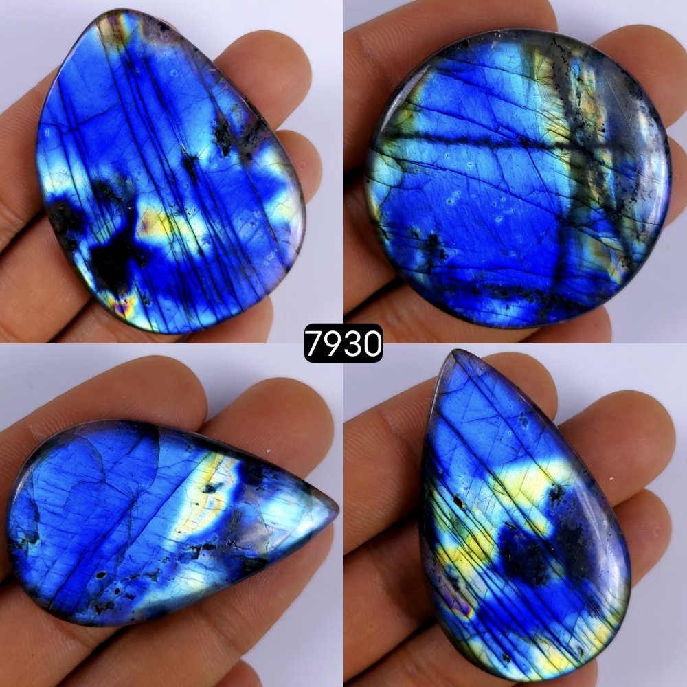 4Pcs 394Cts Labradorite Cabochon Multifire Healing Crystal For Jewelry Supplies, Labradorite Necklace Handmade Wire Wrapped Gemstone Pendant 58x44 42x42mm #7930