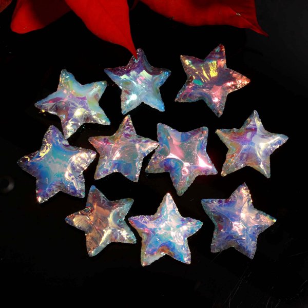 Aura Coated Opalite Star Carving