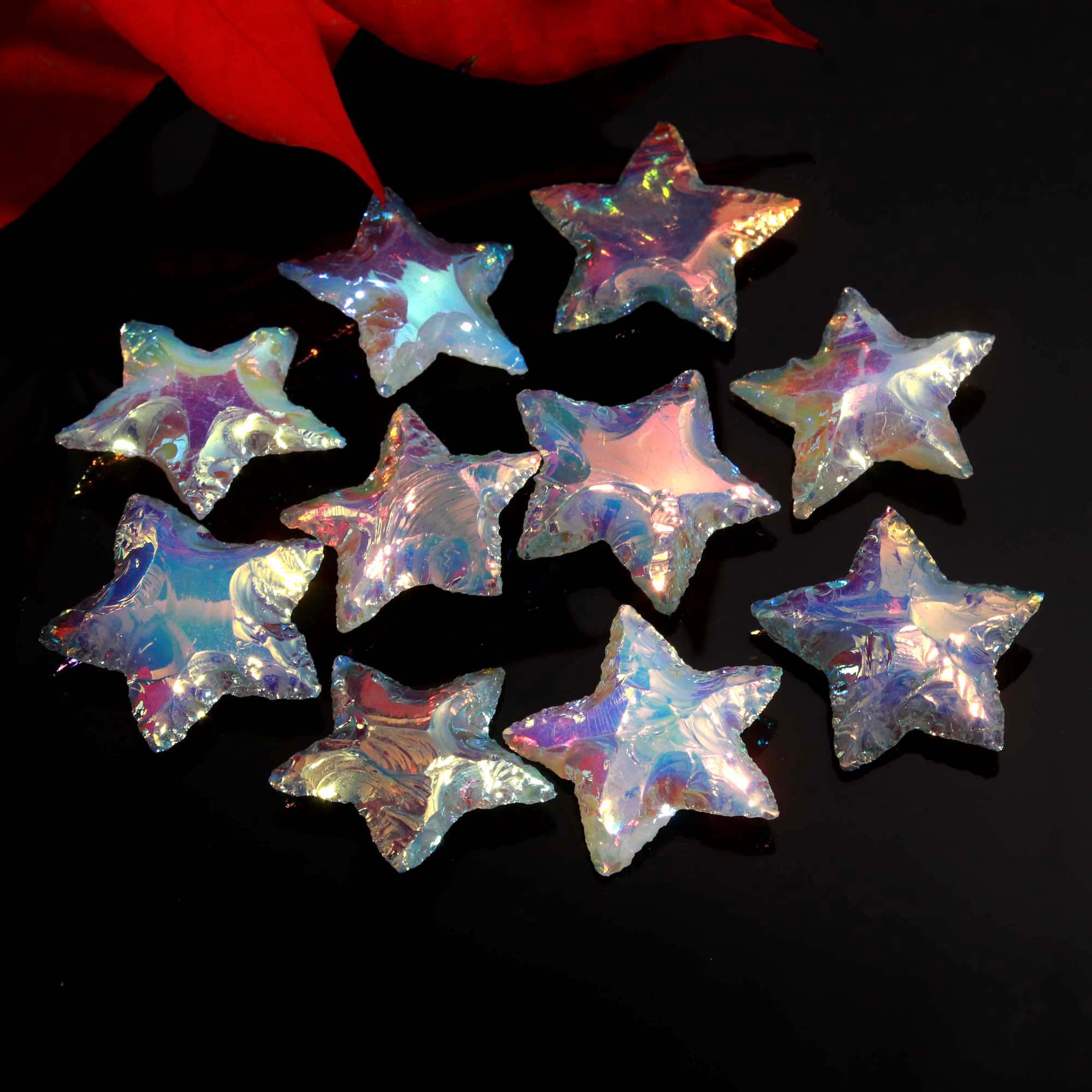 Aura Coated Opalite Star Carving