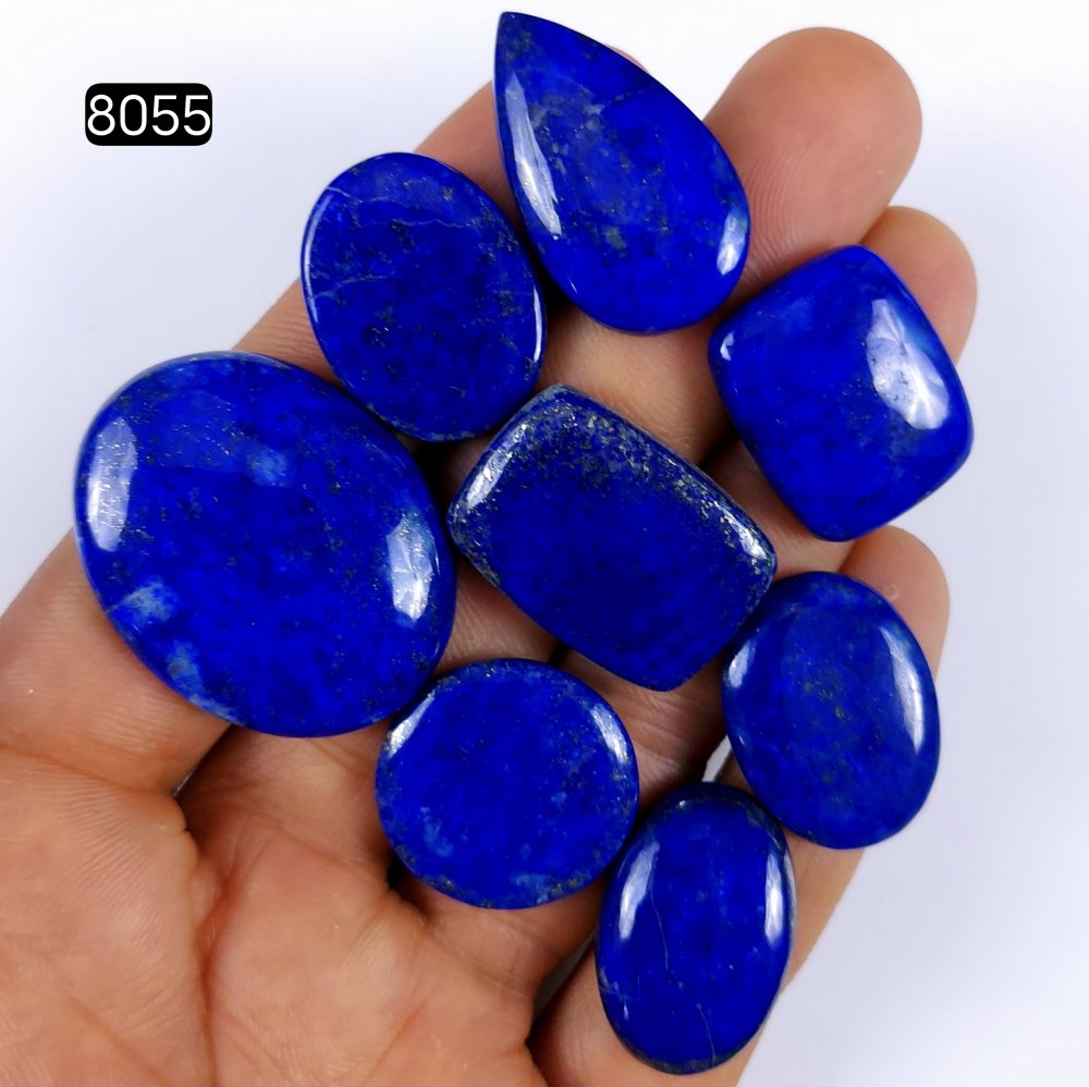 8Pcs 204Cts Natural Blue Lapis Lazuli Cabochon Gemstone Blue Lapis Loose Gemstone Healing Crystal Mix Shape &amp; Size Jewelry Making Gemstone 35x27 24x18mm #8055