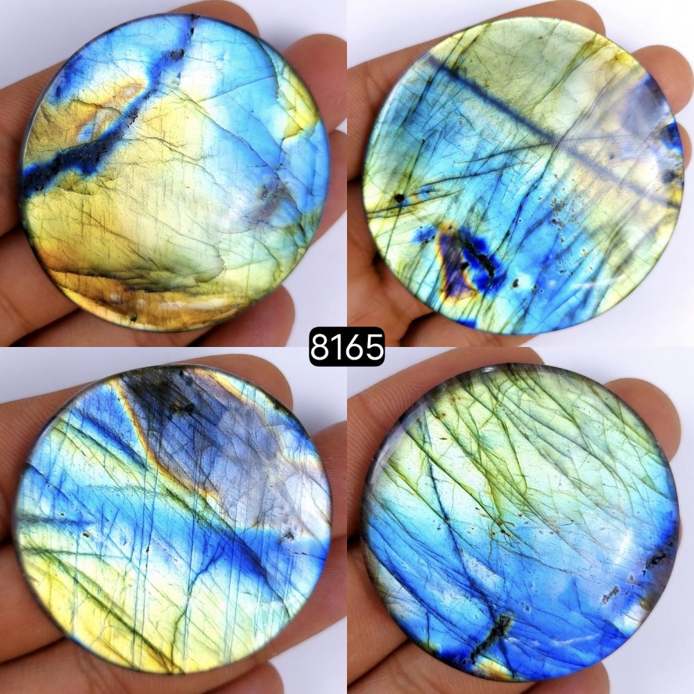 4Pcs 590Cts Labradorite Cabochon Multifire Healing Crystal For Jewelry Supplies, Labradorite Necklace Handmade Wire Wrapped Gemstone Pendant 65x65 43x43mm#8165