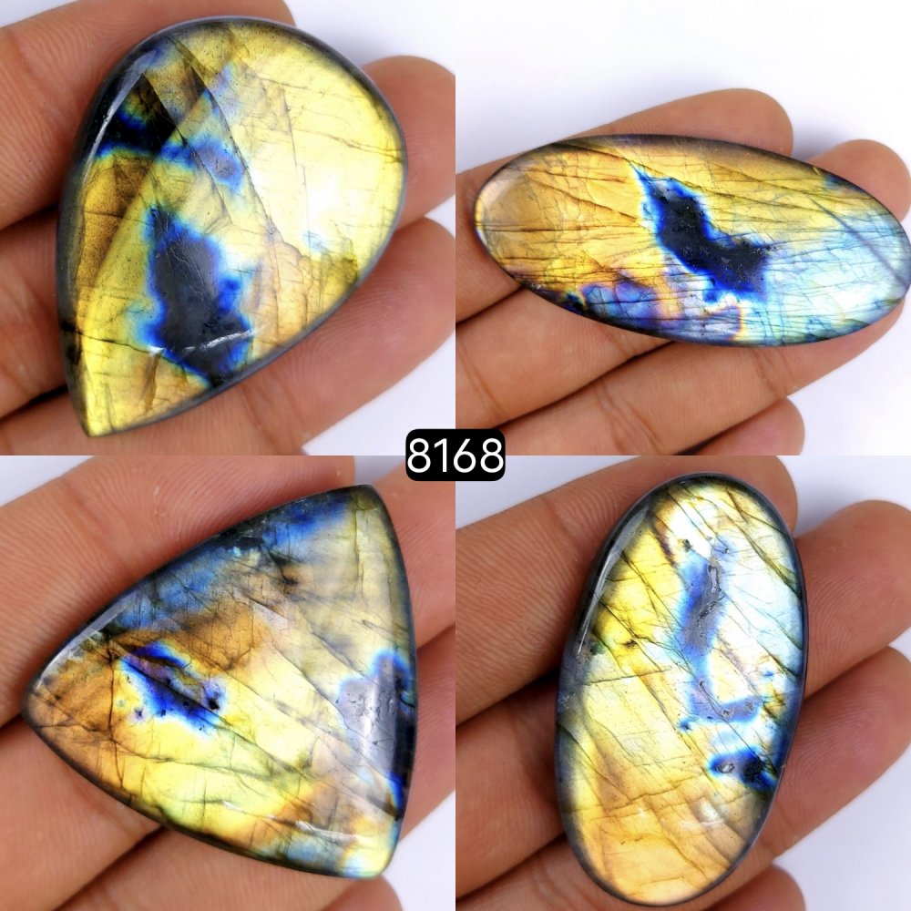 4Pcs 334Cts Labradorite Cabochon Multifire Healing Crystal For Jewelry Supplies, Labradorite Necklace Handmade Wire Wrapped Gemstone Pendant 63x27 40x28mm#8168