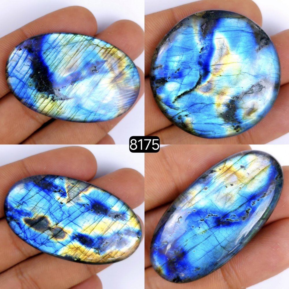 4Pcs 326Cts Labradorite Cabochon Multifire Healing Crystal For Jewelry Supplies, Labradorite Necklace Handmade Wire Wrapped Gemstone Pendant 50x30 36x36mm#8175