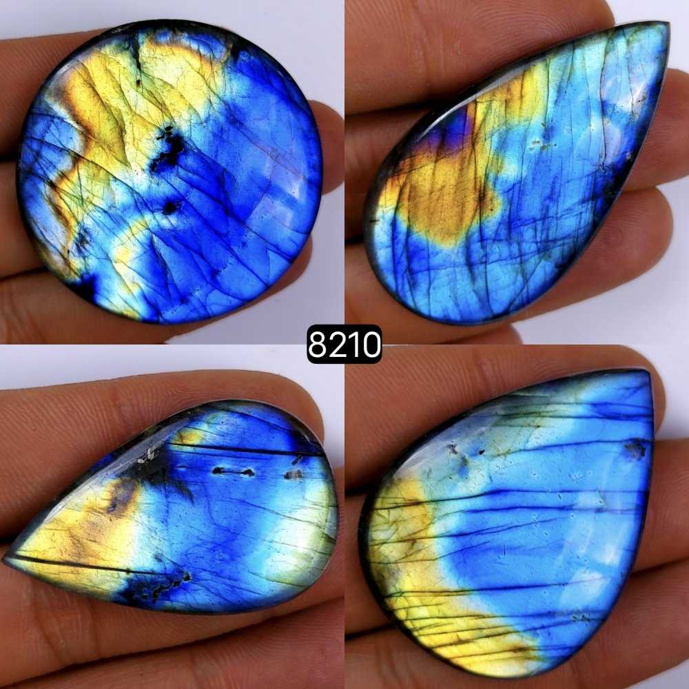 4Pcs 347Cts Labradorite Cabochon Multifire Healing Crystal For Jewelry Supplies, Labradorite Necklace Handmade Wire Wrapped Gemstone Pendant 45x45 38x24mm#8210