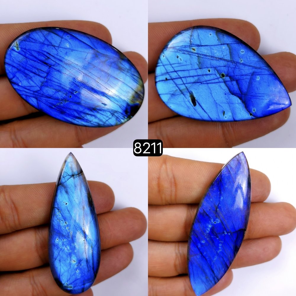 4Pcs 349Cts Labradorite Cabochon Multifire Healing Crystal For Jewelry Supplies, Labradorite Necklace Handmade Wire Wrapped Gemstone Pendant 54x32 48x32mm#8211