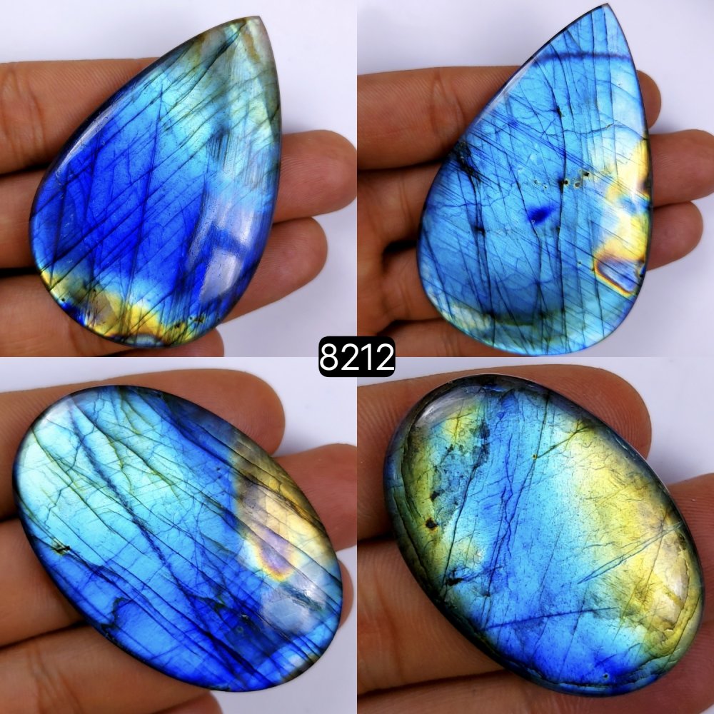 4Pcs 527Cts Labradorite Cabochon Multifire Healing Crystal For Jewelry Supplies, Labradorite Necklace Handmade Wire Wrapped Gemstone Pendant 75x47 37x25mm#8212