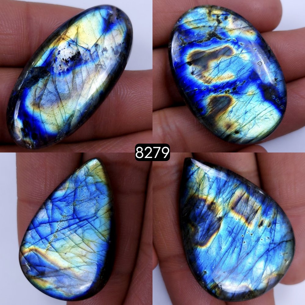4Pc 212Cts Natural Labradorite Crystal Dangle Drop Earring Silver Earrings Blue Labradorite Hoop Jewelry  43x31 37x25mm #R-8279