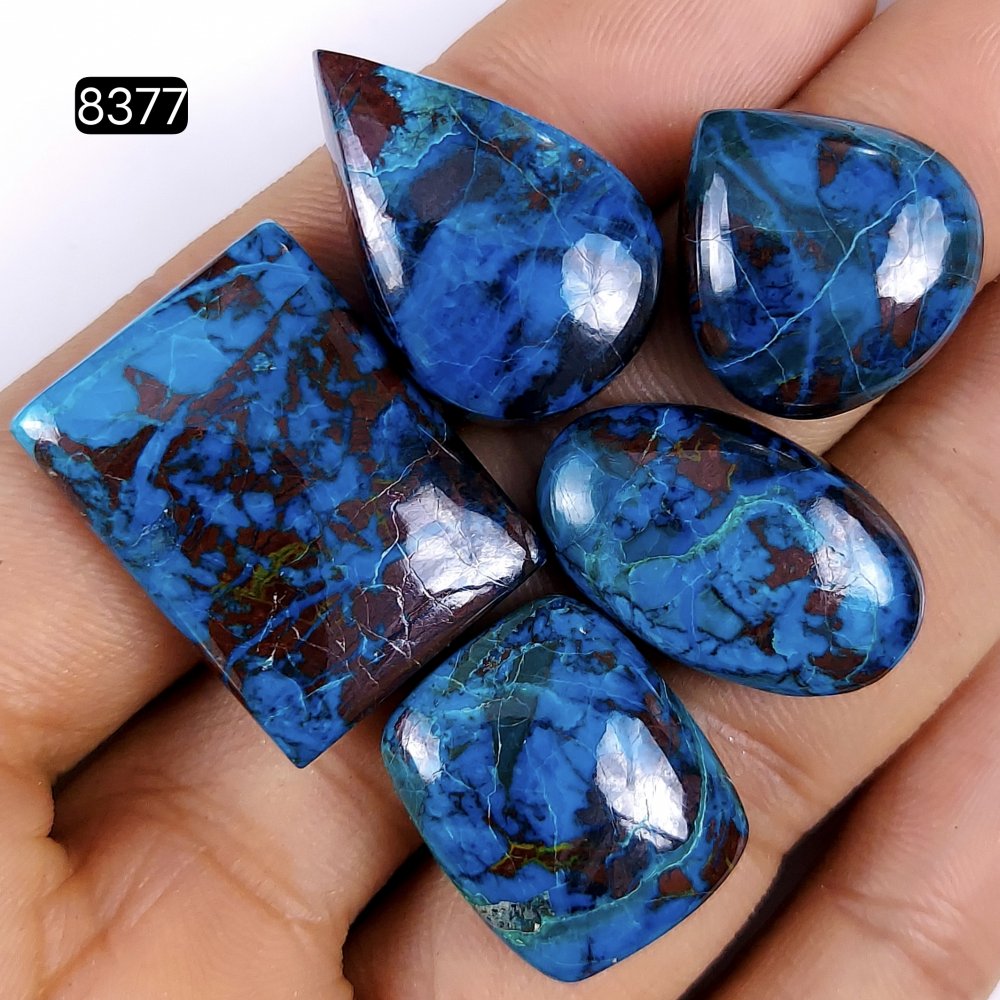 5Pcs Lot 138Cts Natural Green chrysocolla cabochon Lot Loose Gemstone For Handmade Jewelry Making 23x16 16x16mm#8377